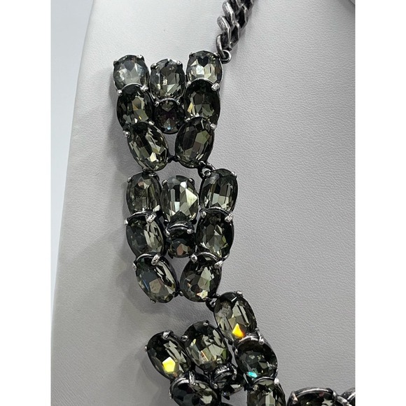 J. Crew Vintage Faceted Gray Rhinestones Chunky Chain Statement Neckace - Picture 2 of 15
